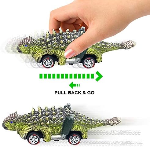 Dinosaur Toy Pull Back Cars, 6 Pack Dino Toys for 3 Year Old Boys Girls and Toddlers, Boy Toys Age 3, 4, 5 and Up, Pull Back Toy Cars