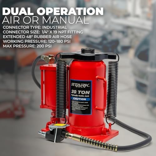 Stark USA 12-Ton (24,000 LBS) Capacity Air/Hydraulic Bottle Jack Low Profile Bottle Jack Lift Auto Repair Automobile Truck SUV Car Lift with Handle