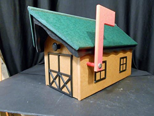 Amish Vinyl/Poly Rural Mailbox Cedar/Black/Green Roof