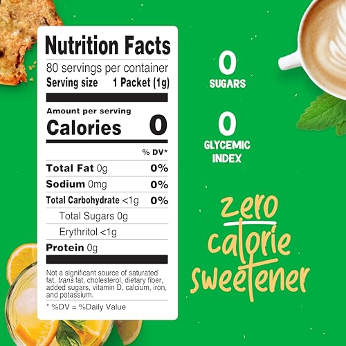 Pyure Organic Stevia Packets | Zero Calorie Sweetener For Coffee, 40 Count | Zero calorie organic stevia packets for coffee, tea, baking, keto, paleo, diabetic diets, lunchboxes, travel, and office