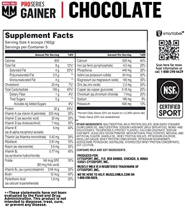 Muscle Milk Gainer Protein Powder, Vanilla Creme, 32g Protein, 5 Pound