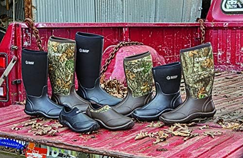 Guide Gear Men's Mid-High Bogger Waterproof Rubber Hunting Work Rain Boots 12”, 5mm Neoprene Top
