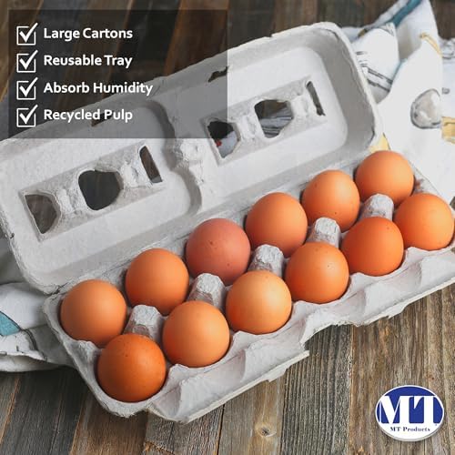 MT Products Blank Natural Pulp Egg Cartons Holds Up to Twelve Eggs 11.50" x 4.2" x 1.25" - Perfect for Chicken Farm (Pack of 15) - Made in the USA