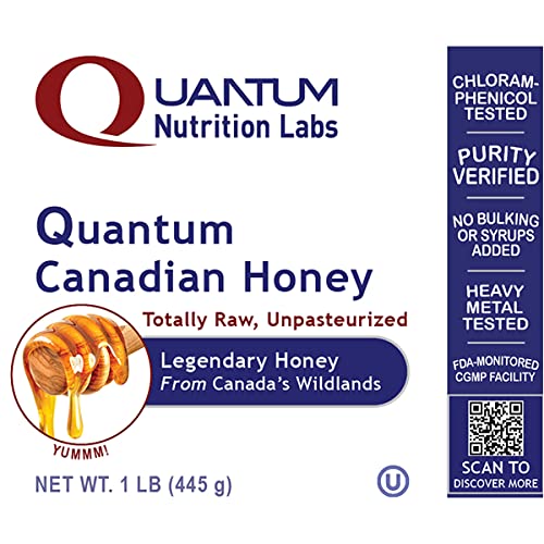 Quantum Nutrition Labs Canadian Honey - Raw Honey, Pure Honey, Raw Unpasteurized Honey, Unfiltered, 100% Pure, Sugar-Free