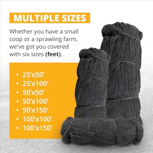 Stromberg’s 2” Mesh Heavy Duty Knotted Aviary Netting, UV Resistant Polyethylene Fiber for Game Birds, Pheasants & Poultry, 85 Lbs Break Strength Durable Against Weather and Predators, Size 25' x 50'