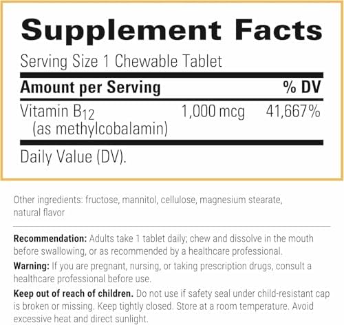Integrative Therapeutics B12-Active - Supplement for Nerve Function Support* - Dairy, Soy & Gluten-Free - Cherry Flavored, 30 Chewable Tablets (30 Servings)