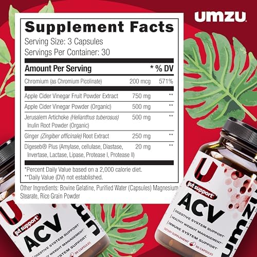 UMZU zuACV Apple Cider Vinegar Capsules, 30 Day Supply