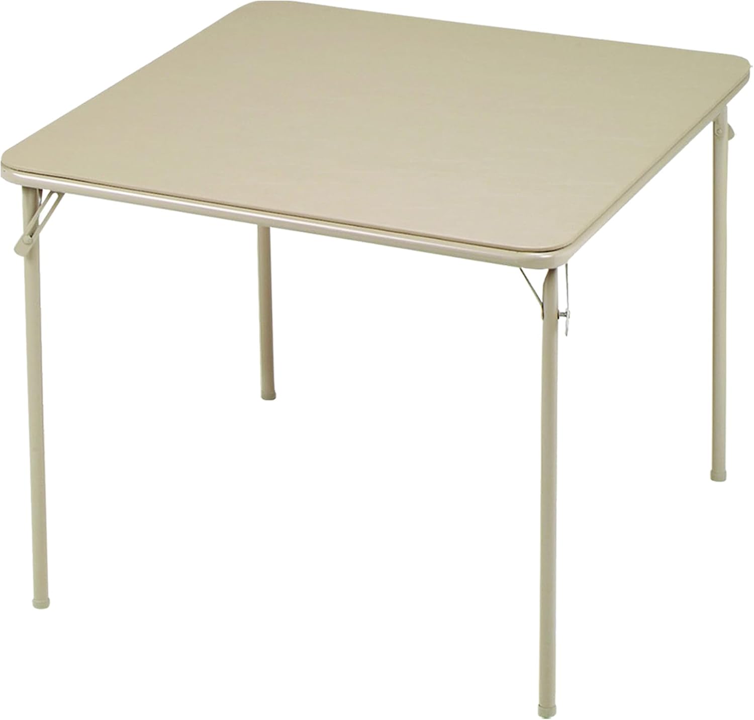 Sudden Comfort 34 by 34 Inch Portable EZ Slide Leg Lock Square Metal Padded Vinyl Top Folding Dining Card Table in Buff Tan