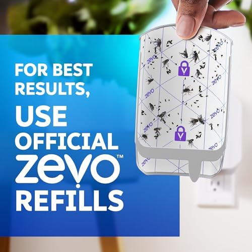 Zevo Flying Insect Trap for Fruit Flies & Gnats, 1 Base & 1 Refills | Fly Trap Catches House Flies, Gnats & Fruit Flies 24/7, Spray-Free, Odor-Free, Blue & UV Light, Safe for Kids & Pets*