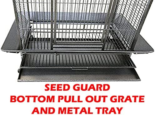 2 Color, Extra Large Wrought Iron Dome Top for Macaw Goffin's Cockatoo Cockatiels African Grey Amazon Parrots Green Cheek Conures Caique Bird Cage with Rolling Stand