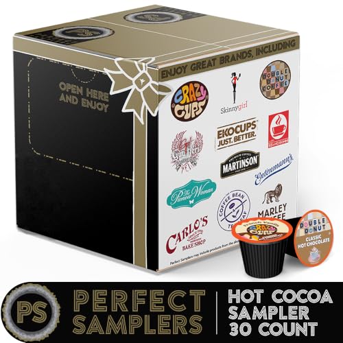 Perfect Samplers Hot Chocolate Single Serve Cups For Keurig K cup Brewers, Variety Pack Sampler, Cocoa, 30 Count