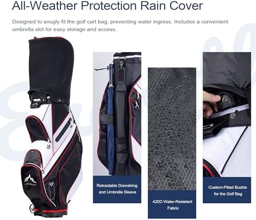 14-Way Golf Cart Bag with Organizer Divider | Full-Length Dividers, Rain Cover Included, Easy-Carry Handles, Club Organization, Cart Compatible