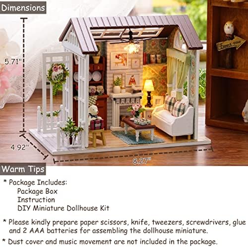 DIY Miniature House Kit with Furniture for Kids Teens Adults Aged 14+ | 1:24 Scale Wooden Mini Doll House Accessories Creative Room Book Nook(Forest Times)