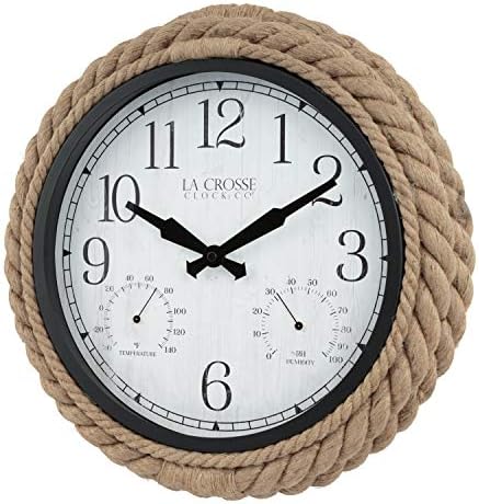 La Crosse Clock 433-3836 14-inch Rowan Indoor/Outdoor Rope Analog Quartz Wall Clock