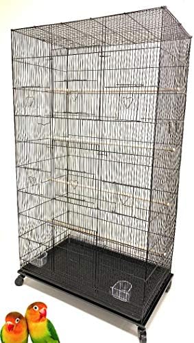55" X-Large with 3/8-Inch Tight Bar Spacing for Multiple Flight Small Size Bird Aviary Budgie Canary Finches Breeding Home Cage with Removable Rolling Stand