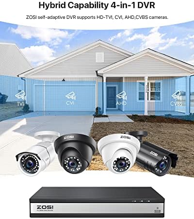 ZOSI H.265+ 8 Channel 3K Lite Security DVR Recorder, Hybrid 4-in-1, NO HDD | Support Analog AHD TVI CVI Cameras, Remote Access, AI Human Vehicle Detection, Alert Push, 8CH Surveillance DVR