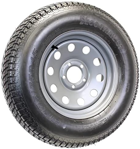eCustomrim Trailer Tire Rim Assembly 205/75D15 F78-15 LRC 5 Lug Silver | 15 Inch Load Range C 6 Ply Tire