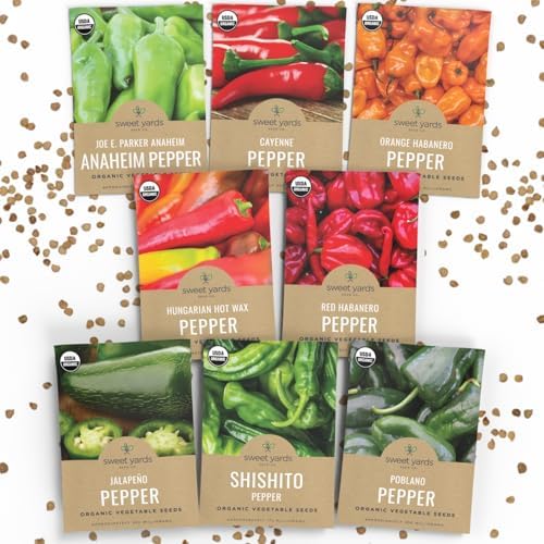 Organic Hot Pepper Seeds Variety Pack - 8 Individual Packs - 2026 Season - Habanero, Jalapeno, Cayenne