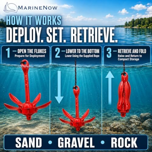 3.5 lb Grapnel Anchor Kit – Folding Anchor with 25 ft Marine-Grade Rope, Buoy, Snap Hook & Storage Bag – Ideal for Kayaks, Jet Skis, SUP, Canoes