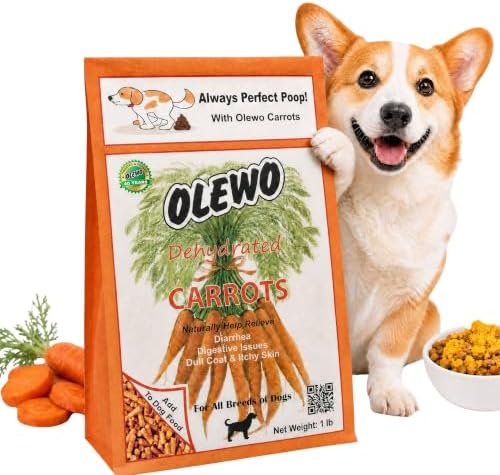 Olewo Carrots Dog Food Topper for Digestive Support & Firm Stools, 1 lb | Real-food digestive support. Whole-food alternative to powders, blends & synthetic supplements. Made in Germany.