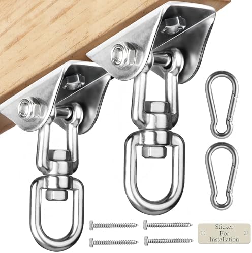 Heavy Duty Swing Hangers for Wooden Sets 2000 LB Capacity Hammock Hanger 360 Swivel Stainless Steel Swing Hardware Accessories 2 Packs for Porch