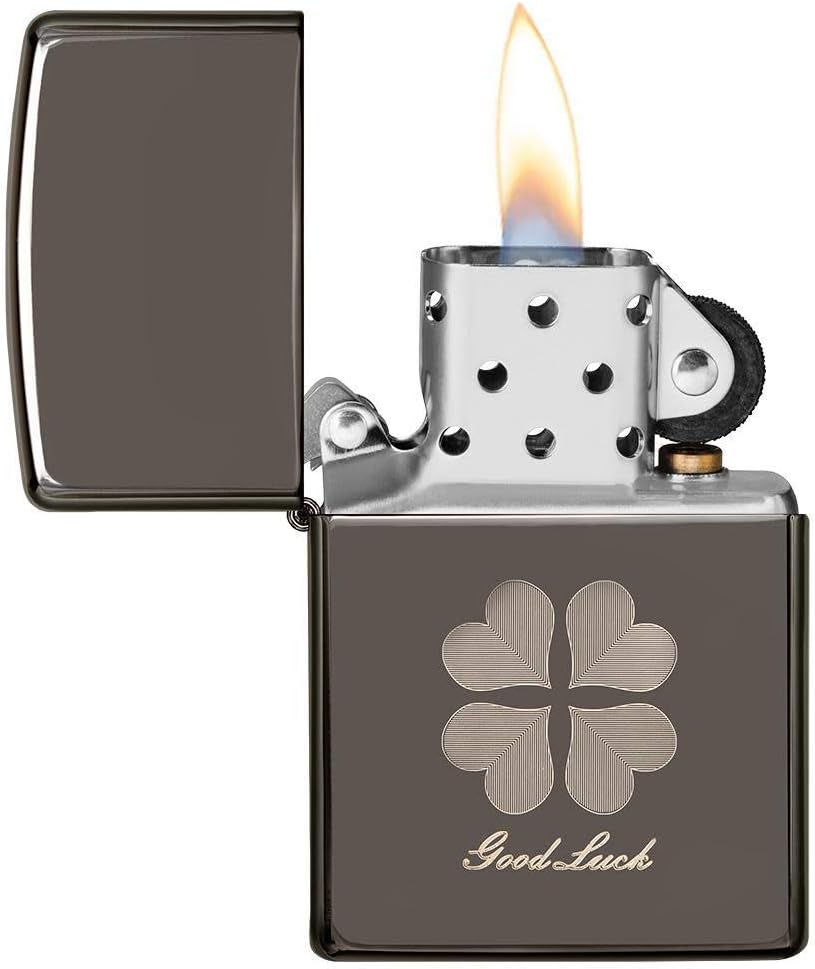 Zippo Clover Design Pocket Lighter, High Polish Chrome, One Size (ZO24699)
