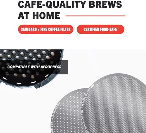 Able - DISK Stainless Steel Coffee Filter, AeroPress Coffee Maker-Compatible, AeroPress Accessories for Home & Cafes, 2.45” Reusable Coffee Filters (254-Micron Standard + 152-Micron Fine), Pack of 2