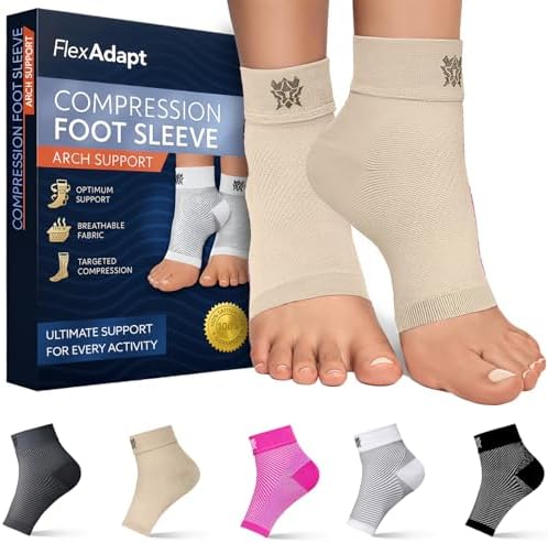 Compression Socks for Plantar Fasciitis & Achilles Tendonitis Relief – Pair of Ankle Compression Sleeves for Foot Swelling, Heel Spurs, Pain & Fatigue – Comfortable Arch Support Brace for Daily Use (Black, Medium)