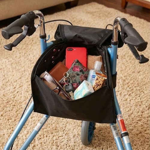 NOVA Medical Products Pouch Bag for 3 Wheeled Rollator Walker – Replacement Storage Tote & Organizer for Three Wheel Mobility Aids, Zippered Closure