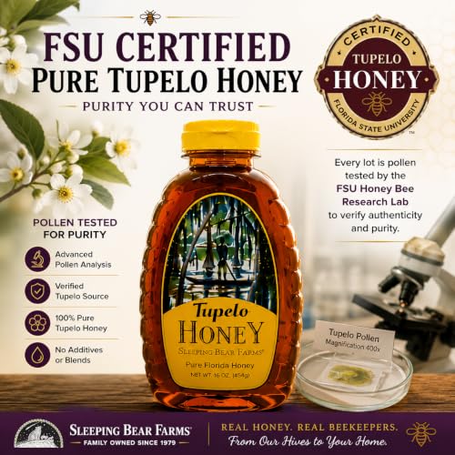 Sleeping Bear Farms Raw Tupelo Honey 2 lb Jar FSU Certified Pure