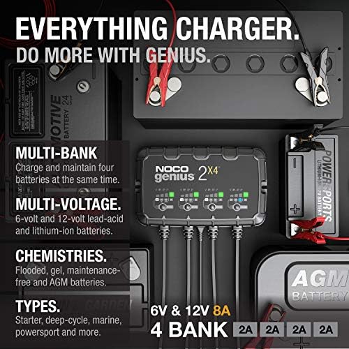 NOCO GENIUS2X4 6/12V 4-Bank Battery Charger, Trickle Charger & Maintainer