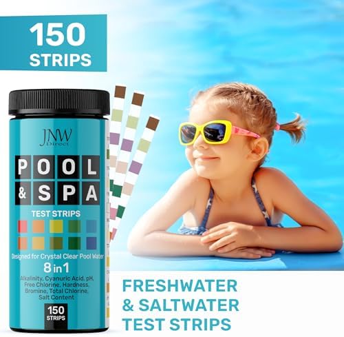 Pool Test Strips for Pools and Spas - 7 in 1 Water Test 100 Pack | Includes 100 pool test strips that measure chlorine, bromine, pH, alkalinity, hardness and cyanuric acid in 30 seconds.