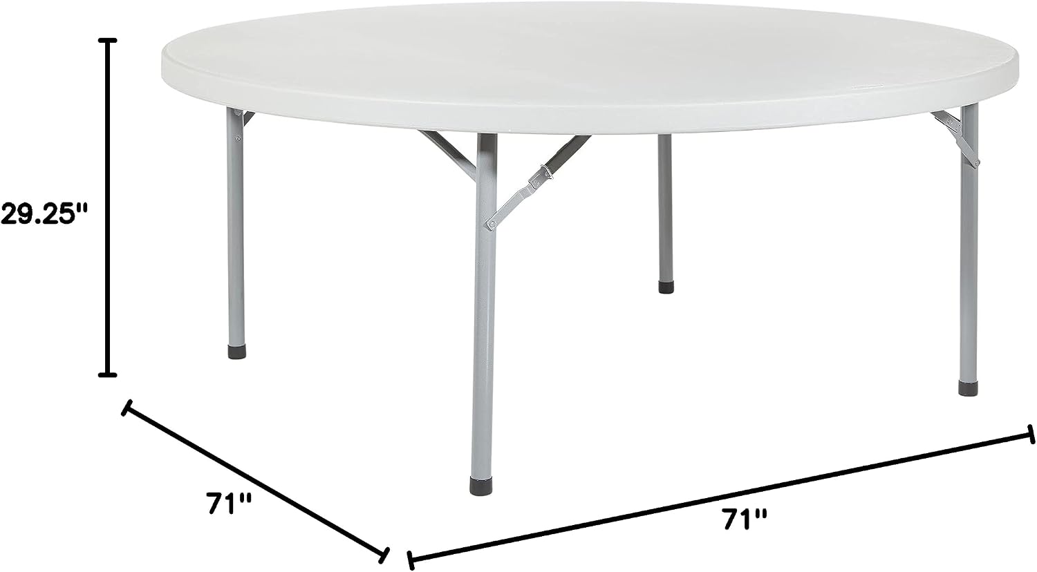 Office Star Resin Folding Table for Banquets, Picnics, and Parties, 71 Inch, Round