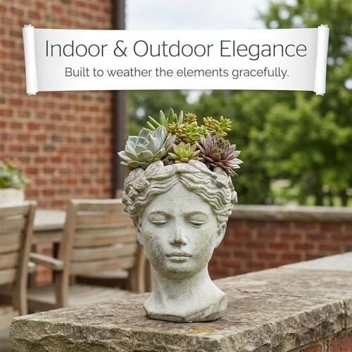 Greek/Roman Style Female Statue Head Cement Planter (Style 1)