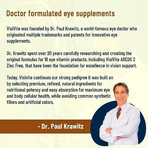 VisiVite Doctor Formulated AREDS 2 Eye Vitamins, Zinc Free, 60 Capsules | Macular Support Formula