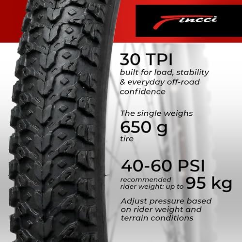 Pair 26 x 2.125 Mountain Bicycle Tires - Foldable 57-559, 30 TPI 26 inch | Folding 26 inch Bicycle Tyres, Accessories for MTB, Mountain