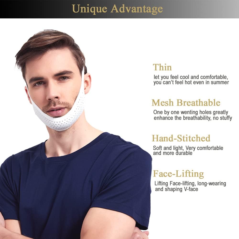 Anti Snoring, Cpap Users, Comfortable Mesh White Cpap Chin Straps for Men Women