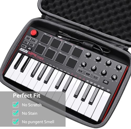 XANAD Case for Akai Professional MPK Mini MK3/MKII/MPK Mini Play Controller | Hard Storage Protective MIDI Keyboard Controller Bag