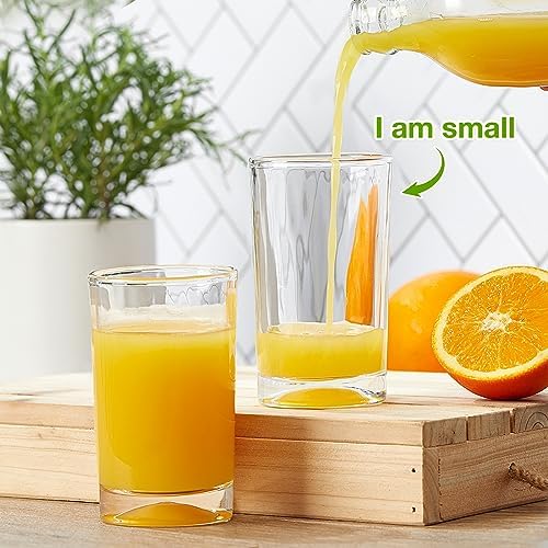 Mfacoy Small Juice Glasses Set of 6, 5.5-ounce Glass Cups, Heavy Base Small Drinking Glass Set, Clear Cups, Thick and Durable Shot Glasses