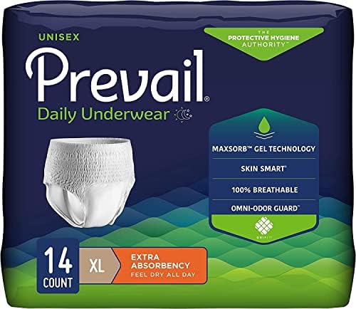 Prevail Daily Protective Underwear - Unisex Adult Incontinence Underwear - Disposable Adult Diaper for Men & Women - Maximum Absorbency - Small - 88 Count (4 packs of 22) | Disposable, Incontinence, Extra Absorbency
