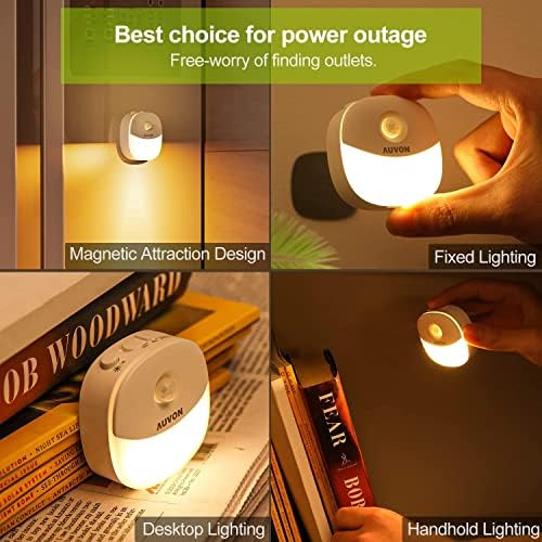 AUVON Magnetic Rechargeable Night Light, Motion & Dusk-Dawn Sensor, 4 Packs