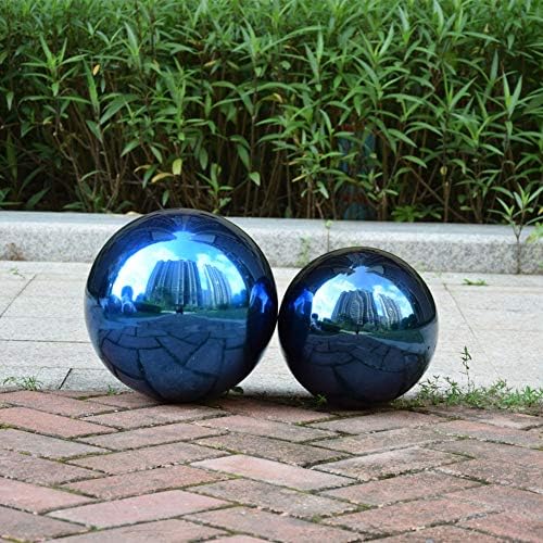 10 inches Gazing Ball, Blue Stainless Steel Garden Sphere, Seamless Polished Reflective Smooth Mirror Garden Globe