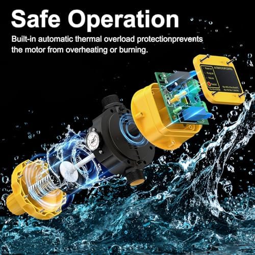 TDRRICH 1HP Water Pressure Booster Pump with Automatic Controller for Whole House, 110v Shallow Well Portable Water Stainless Steel Pump