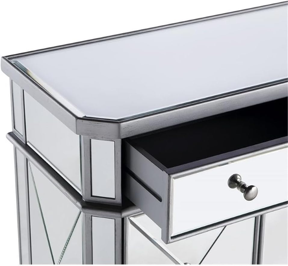 Elegant Lighting Danville 2 Door Mirrored Chest in Silver
