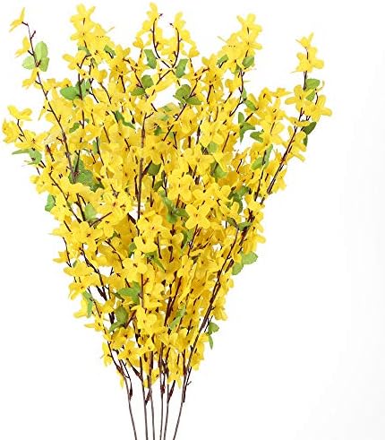 6Pcs Yellow Artificial Flowers 25.5in Long Stem Forsythia Branches