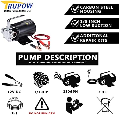Water Transfer Pump, 115V 1/10HP 330GPH Electric Utility Water Pump with 6ft Water Hose Kit, Portable Small Water Pump For Pool Draining, Removing Water From Rain Barrel, Aquariums, etc.