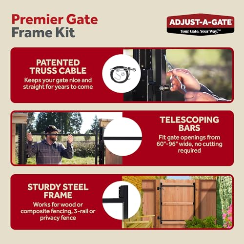 Adjust-A-Gate Steel Frame Gate Building Kit, 60"-96" Wide, 6' High (4 Pack)