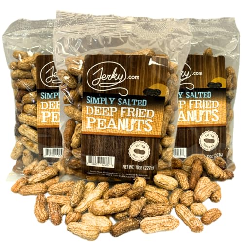 Jerky.com Deep Fried Spicy Hot Peanuts in Shell 3 Pack - Bold & Savory Peanuts - Roasted Spicy Peanuts in Shell for Human - USA Grown, Ultimate Spicy Gourmet Gift Peanuts (30oz Total)