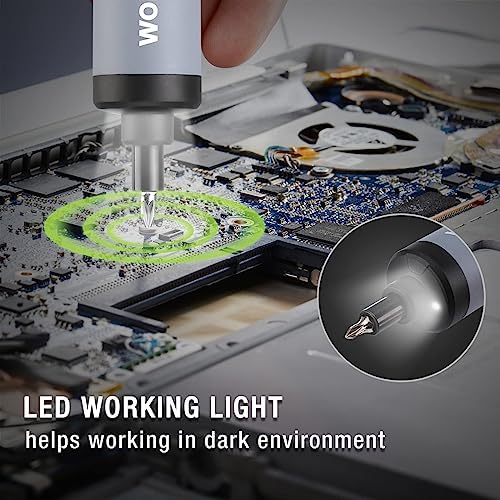 WORKPRO 4V Electric Screwdriver, Rechargeable Cordless Screwdriver Set with 35 Bits, Extension Rod, USB Charging Cable in Carrying Case, LED Light