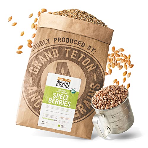 Grand Teton Ancient Grains - 100% Organic Spelt Berries, Whole Unmilled Spelt Berries, US-Grown Farro Organic Grain, Nutritious Baking Staple